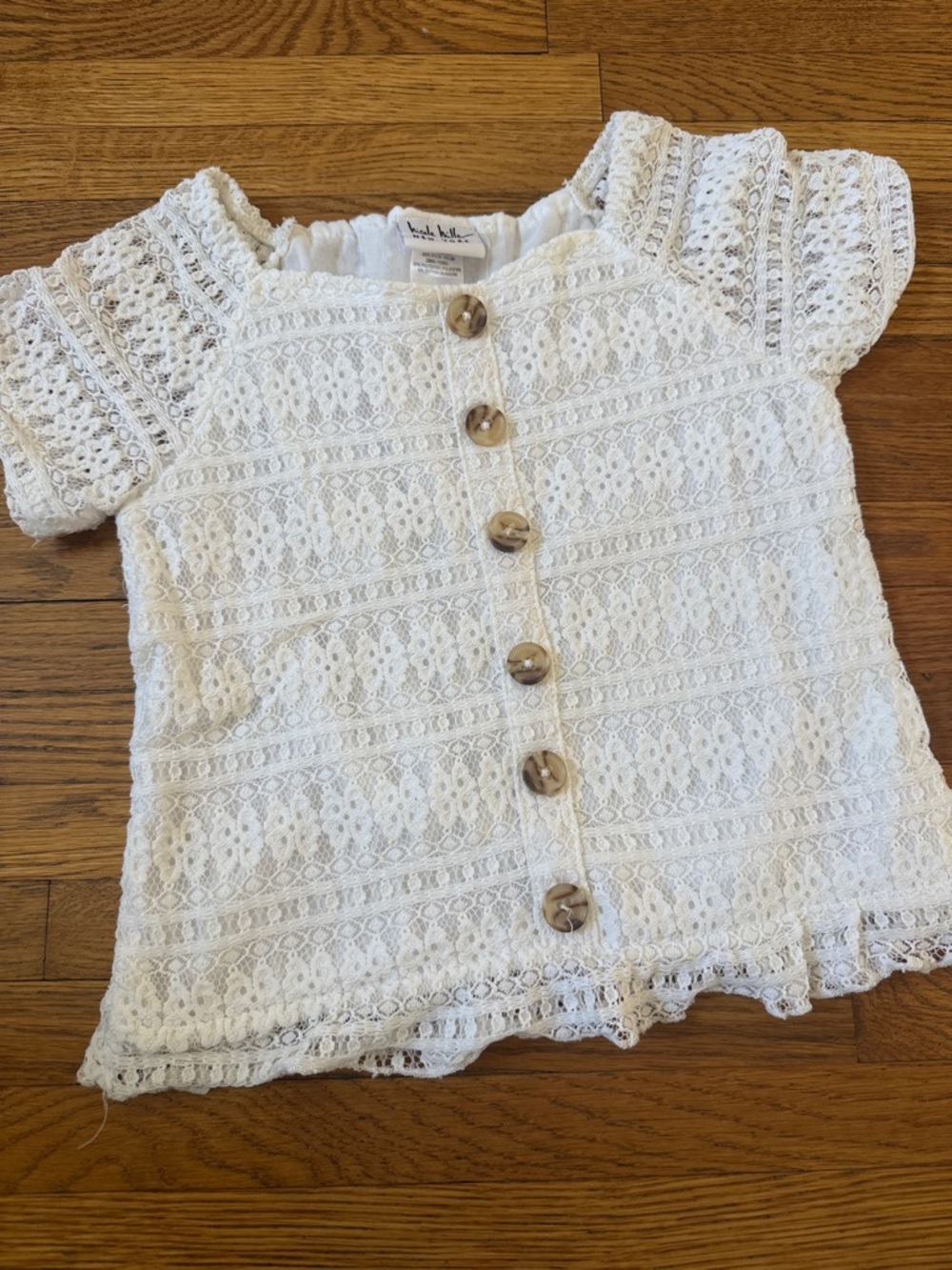 💕3 for $15💕 Nicole Miller White Lace Button-Front Girls Top